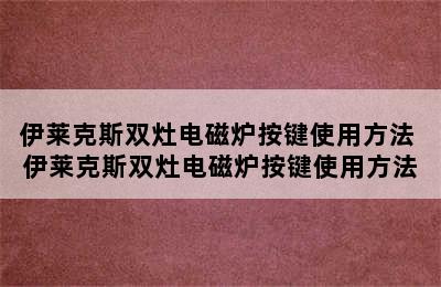 伊莱克斯双灶电磁炉按键使用方法 伊莱克斯双灶电磁炉按键使用方法